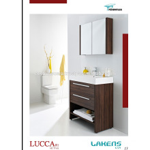 Cheap Price Vanity de salle de bain en faïence en noyer Melamine Coated Mdf porte et carcasse avec miroir Wall Cabinet